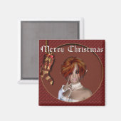 Christmas Elf - Redhead Design 1 - Fantasy Magnet (Vorderseite/Rückseite)