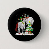 Christmas Elf Riding Reindeer Horse Snowman Xmas T Button (Vorderseite)