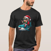 Christmas Elf Riding Shark Sunglasses Santa Hat Ca T-Shirt (Vorderseite)