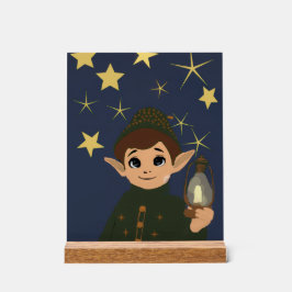 Christmas Elf Starry Night Acrylic Kids Room Acrylschild