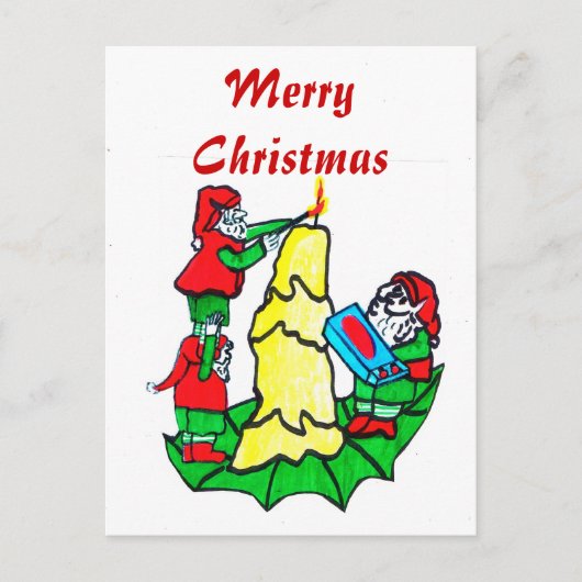 CHRISTMAS ELVES Postcard Feiertagspostkarte (Vorderseite)