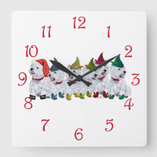 Christmas Elves Quadratische Wanduhr