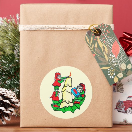 CHRISTMAS ELVES RUNDER AUFKLEBER (Feiertag)