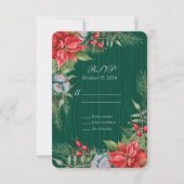 Christmas Emerald Green Poinsettia RSVP Karte (Vorderseite)
