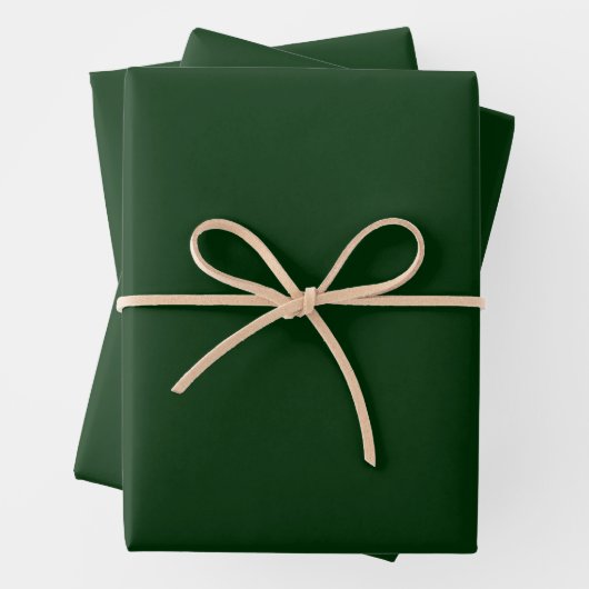 Christmas emerald green solid stylish rustic geschenkpapier set (Beispiel)