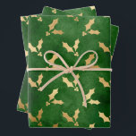 Christmas Emerald Green und Gold Holly Geschenkpapier Set<br><div class="desc">Ich hoffe,  Sie genießen diese smaragdgrünen rauchigen Texturen mit Gold digitalen Folie heiligen mistletoe.</div>