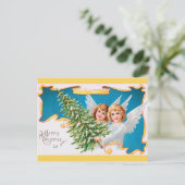 CHRISTMAS Engel & Xmas Baum Postkarte (Stehend Vorderseite)
