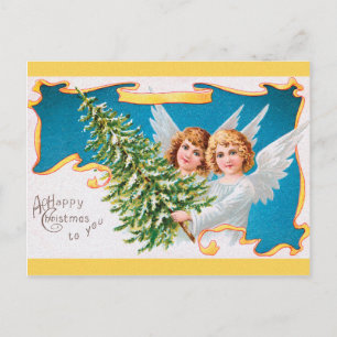 CHRISTMAS Engel & Xmas Baum Postkarte