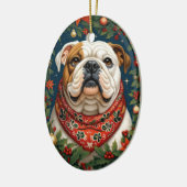 Christmas English Bulldog Dog Keramik Ornament (Links)