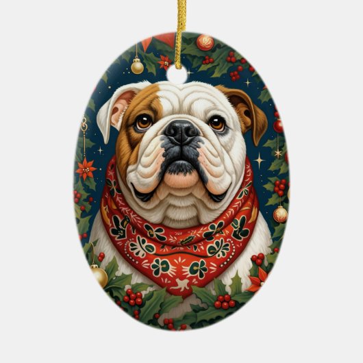 Christmas English Bulldog Dog Keramik Ornament (Vorne)