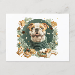 Christmas English Bulldog Feiertagspostkarte