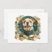Christmas English Bulldog Feiertagspostkarte (Vorne/Hinten)