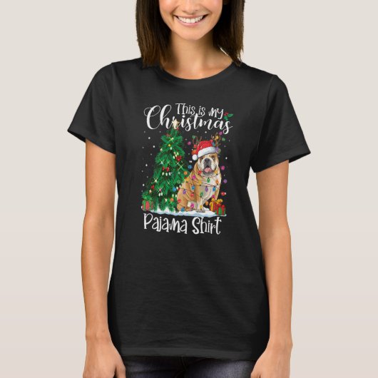Christmas English Bulldog Pajama Dog Xmas T-Shirt (Vorderseite)