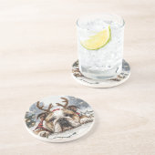 Christmas English Bulldog Reindeer Getränkeuntersetzer (Seite)