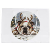 Christmas English Bulldog Reindeer Große Geschenktüte (Rückseite)