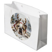 Christmas English Bulldog Reindeer Große Geschenktüte (Rückseite Schrägansicht)