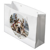 Christmas English Bulldog Reindeer Große Geschenktüte (Vorderseite Schrägansicht)