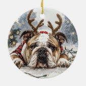 Christmas English Bulldog Reindeer Keramik Ornament (Hinten)