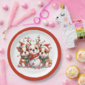 Christmas English Bulldog Reindeer Santa Pappteller (Party)