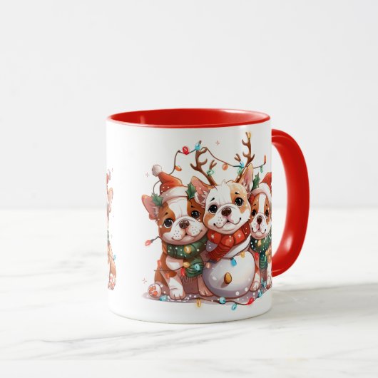 Christmas English Bulldog Reindeer Santa Tasse (VorderseiteRechts)