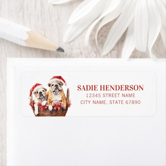 Christmas English Bulldog Rücksendeadressen-Aufkle (Insitu)