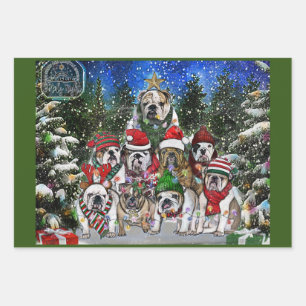 Christmas English Bulldog Tree Geschenkpapier Set