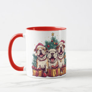 Christmas English Bulldog Weihnachtsmannmützen Tasse
