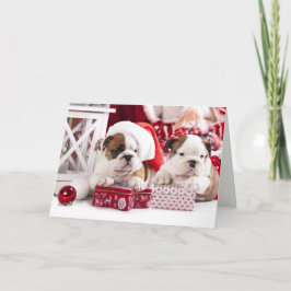 Christmas English Bulldogs Happy Holidays Card Feiertagskarte