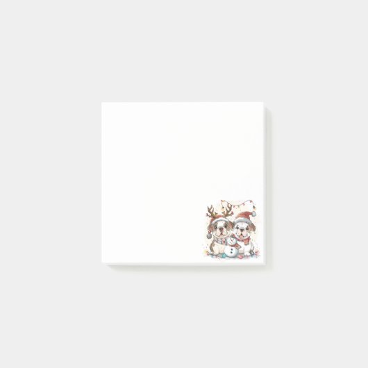 Christmas English Bulldogs Post-it Klebezettel (Vorderseite)