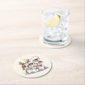 Christmas English Bulldogs Runder Pappuntersetzer (Vor Ort)