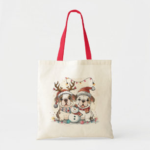 Christmas English Bulldogs Tragetasche