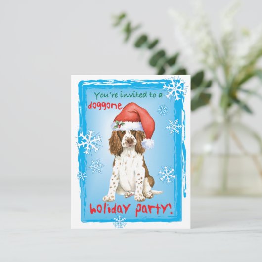 Christmas English Springer Spaniel Einladung (Stehend Vorderseite)
