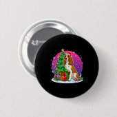 Christmas Er Spaniel Santa Hat Xmas Men Women  Button (Vorne & Hinten)