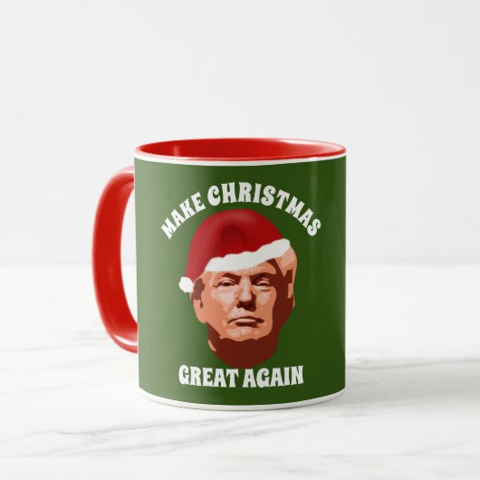 CHRISTMAS ERNEUT GROSSE TRUMP-WEIHNACHTSMANNMÜTZE TASSE (Vorderseite Links)