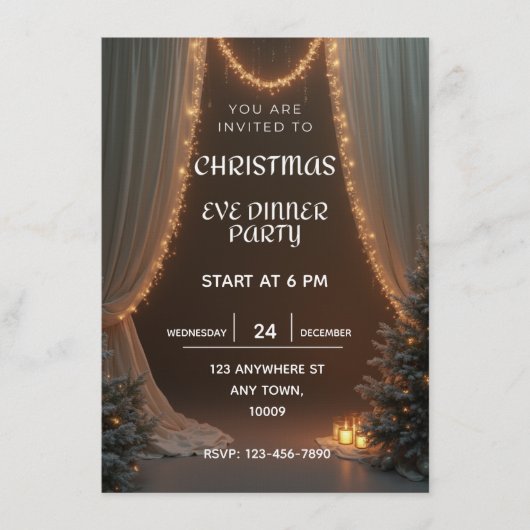 Christmas Eve dinner party invitation template Einladung (Vorderseite)