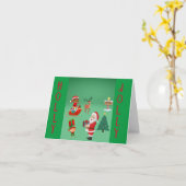 CHRISTMAS EVE MIT SANTA UND ELVEN KARTE (Gelbe Blume)