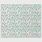 Christmas Evergreen Boughs Red Holly Berries Geschenkpapier (Flach)