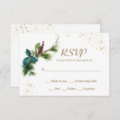 Christmas Evergreen Holly Winter Wedding RSVP Card (Vorne/Hinten)