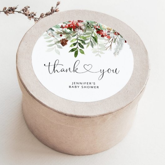 Christmas Evergreen vielen Dank Runder Aufkleber