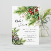 Christmas Evergreens Brautparty Einladung (Stehend Vorderseite)