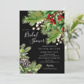 Christmas Evergreens Brautparty Einladung (Stehend Vorderseite)