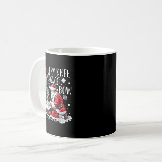 Christmas Every Knee Shall Bow Santa Nativity Scen Kaffeetasse (Vorderseite Links)