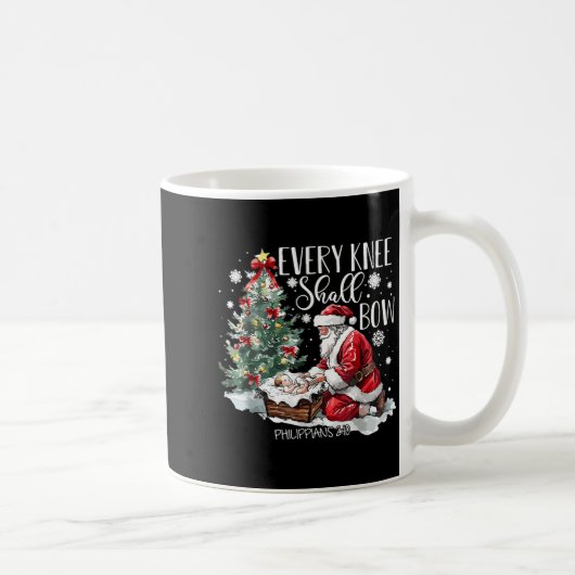 Christmas Every Knee Shall Bow Santa Nativity Scen Kaffeetasse (Rechts)