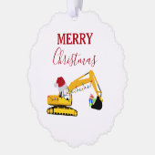 Christmas Excavator Construction Truck Gift Tag Ornament Karte (Links)