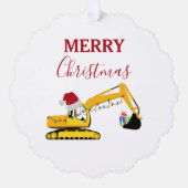 Christmas Excavator Construction Truck Gift Tag Ornament Karte (Vorderseite)