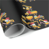 Christmas Excavator Construction Truck Tree Geschenkpapier (Rolleneckpunkt)