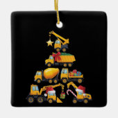 Christmas Excavator Construction Truck Tree Keramikornament (Vorderseite)