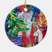 CHRISTMAS F LETTER / SANTA MIT CHRISTMAS TREM KERAMIKORNAMENT (Hinten)