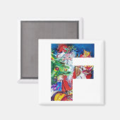 CHRISTMAS F LETTER / SANTA MIT CHRISTMAS TREM MAGNET (Vorderseite/Rückseite)