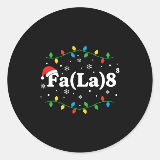 Christmas Fa(la) 8 Funny Caroling Lights Santa Hat Runder Aufkleber (Vorderseite)